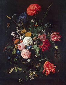 Flowers in a Vase, once part of the collection of Count Karl von Cobenzl in Brussels, bought by Catherine the Great in 1768. Now in Hermitage Museum, Saint Petersburg.