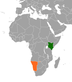 Map indicating locations of Kenya and Namibia