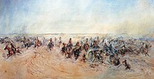 Lady Butler's painting of the cavalry charge at Huj