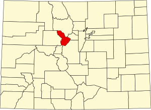 Map of Colorado highlighting Summit County