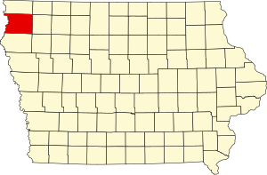 Map of Iowa highlighting Sioux County