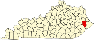 Map of Kentucky highlighting Floyd County