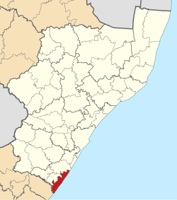 Location of Hibiscus Coast Local Municipality within KwaZulu-Natal