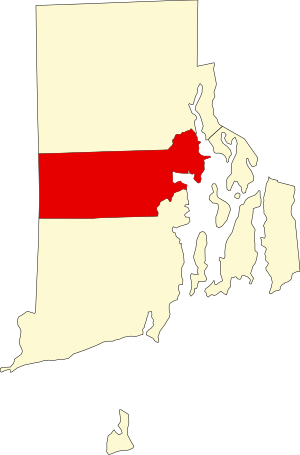 Map of Rhode Island highlighting Kent County