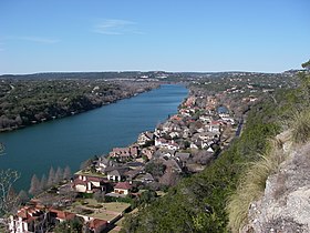 Lake Austin on the Colorado River, as seen from Mount Bonnell