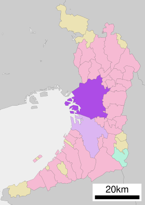 Lage Ōsakas in der Präfektur