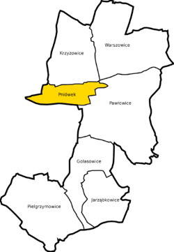 Location of Pniówek within Gmina Pawłowice