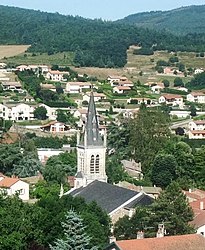 The church and surrounding buildings in Saint-Marcel-lès-Annonay