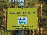Sign identifying a "European protected area" (Special Area of Conservation Lieberoser Endmoräne und Staakower Läuche) in Germany
