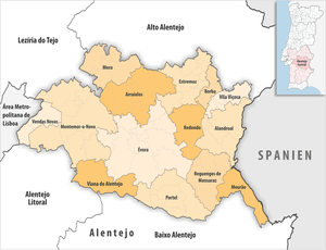 Karte der Subregion Alentejo Central