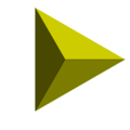 The 6 lines of the symbol can be seen in 6 edges of the regular tetrahedron (triangular pyramid), as viewed above one of the vertices
