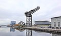 Modern buildings, including the Clyde Auditorium, Finnieston Crane, Crowne Plaza Hotel and the SSE Hydro