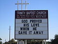 Sign at Trinity Baptist Church in Lytle