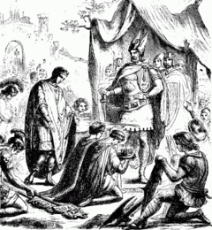 Romulus Augustus surrenders the crown