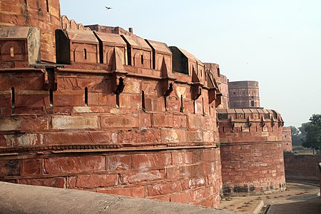 Agra Fort used the same technique for fortification walls.