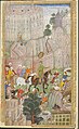 Babur visiting the Urvah valley in Gwalior, from an illustrated Baburnama, showing the carvings