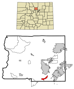 Location of the Eldorado Springs CDP in Boulder County, Colorado.