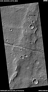 Trough cutting a wrinkle ridge, as seen by HiRISE under HiWish program