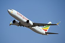 An Ethiopian Airlines plane in flight