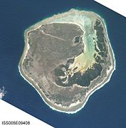 Satellite photo of Europa Island (north at top)
