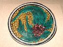 Ko-Kutani porcelain four colours Aote type plate with flower design in enamel, late 17th century, Edo period