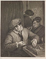 Die Tric-Trac-Spieler, Stahlstich nach Gemälde von Adriaen van Ostade