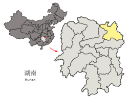 Location of Yueyang City jurisdiction in Hunan