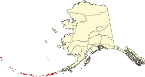 Map of Alaska highlighting Aleutians West Census Area