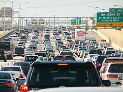 Photograph of a traffic jam in Miami along Interstate 95