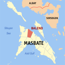 Map of Masbate with Baleno highlighted