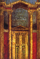 Fresko im sogenannten „zweiten Stil“, aus dem Cubiculum der Villa dei Misteri, Pompeji