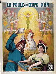 Poster by Cândido de Faria for the Pathé film La poule aux oeufs d'or, 1905