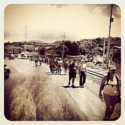 Alto de Ochmogo. People walking on 1 August to the Cathedral of Cartago in honoour of the Virgin of the Angels.