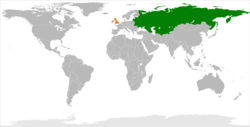 Map indicating locations of Soviet Union and UK