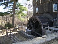 Wheel of the 1840s-era Grist Mill at Old Sturbridge Village in Sturbridge, Massachusetts