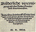 Bekenntnisschrift der Täuferbewegung (unter Federführung von Michael Sattler): Schleitheimer Artikel, 1527