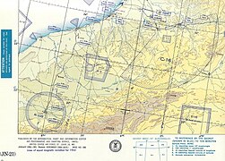 Militärische USAF Jet Navigations Karte (Ausschnitt), Maßstab 1: 2.000.000, Bereich Casablanca, 1955