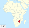 Rhodesia (today Zimbabwe), highlighted on a map of Africa