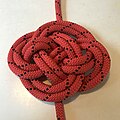 Chinese button knot Doubled ABOK #601 flat, with one end from outside all the way