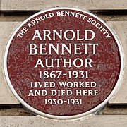Plaque commemorating Arnold Bennett