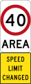 New 40 km/h Speed Limit Area (used in South Australia)