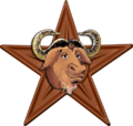 The GNU Barnstar The GNU Barnstar may be given to any editor who have helped the dissemination of free content, free software, and free licenses.