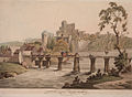 A view of the bridge over the River Wye, and the ruins of the Castle at Chepstow; 1812 print