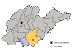 Location of Linyi City jurisdiction in Shandong