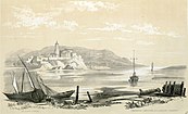 Bidassoa confluence in Fontarrabie, in 1843 by Eugène de Malbos