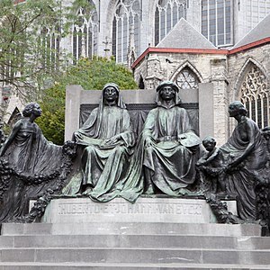 Monument in honour of the Van Eyck brothers Ghent