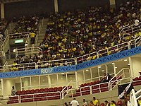 Inside the HSBC Arena, in a men's basketball game at the 2007 Pan American Games
