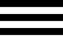 A flag with six horizontal stripes, alternating between black and white
