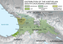 Distribution of Kartvelian languages in and around Georgia