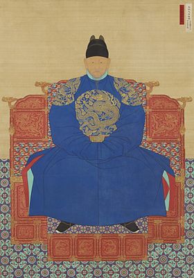 Portrait von König Taejo, von einer Vorlage 1872 neu erstellt, Nationalmuseum von Korea